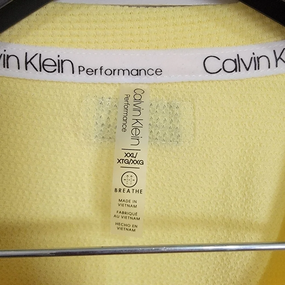 Calvin Klein Soft Yellow Crew Neck Sleeveless Ruched Side Muscle Tank Top XXL - Picture 4 of 6